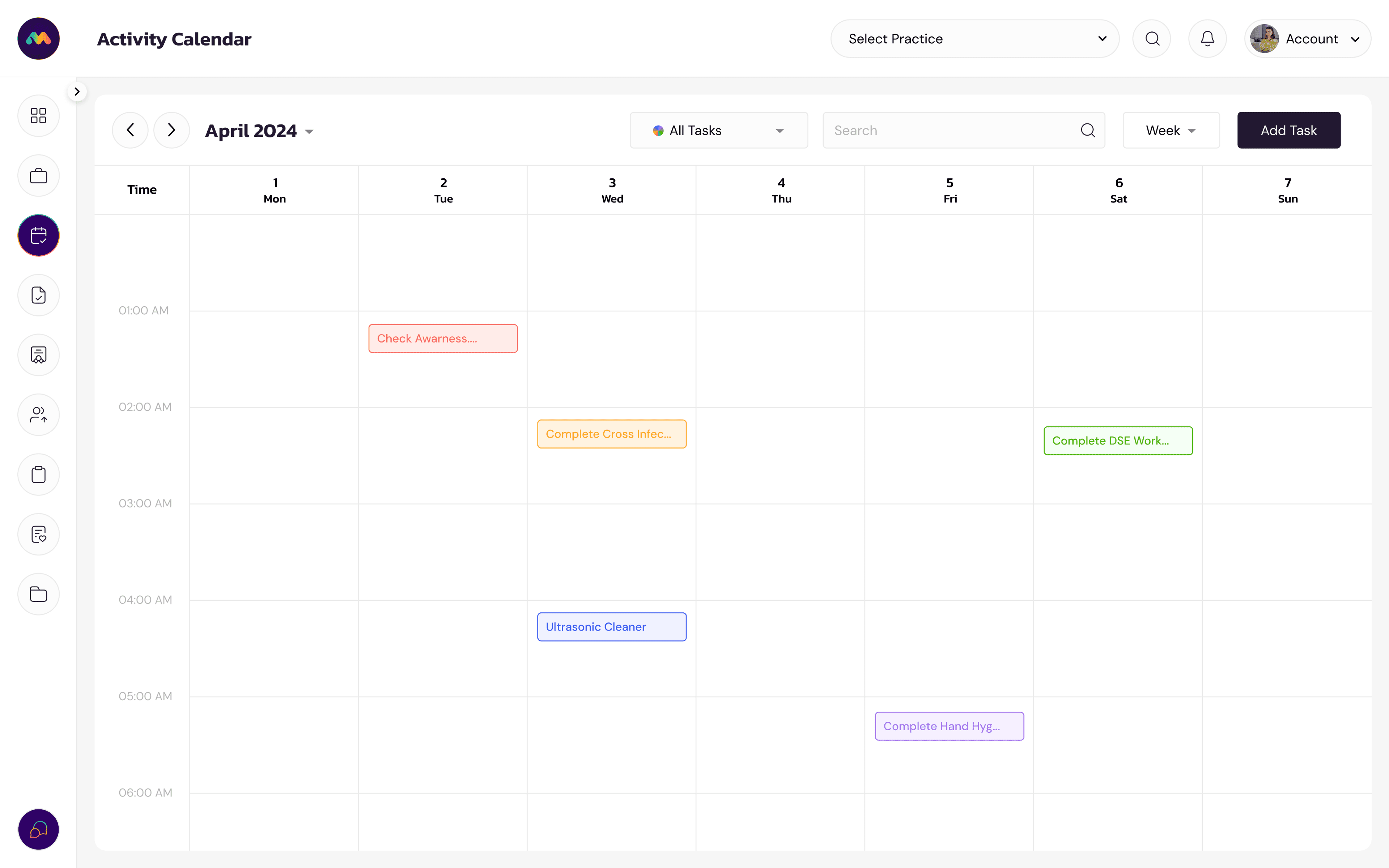MediComply calendar and notes