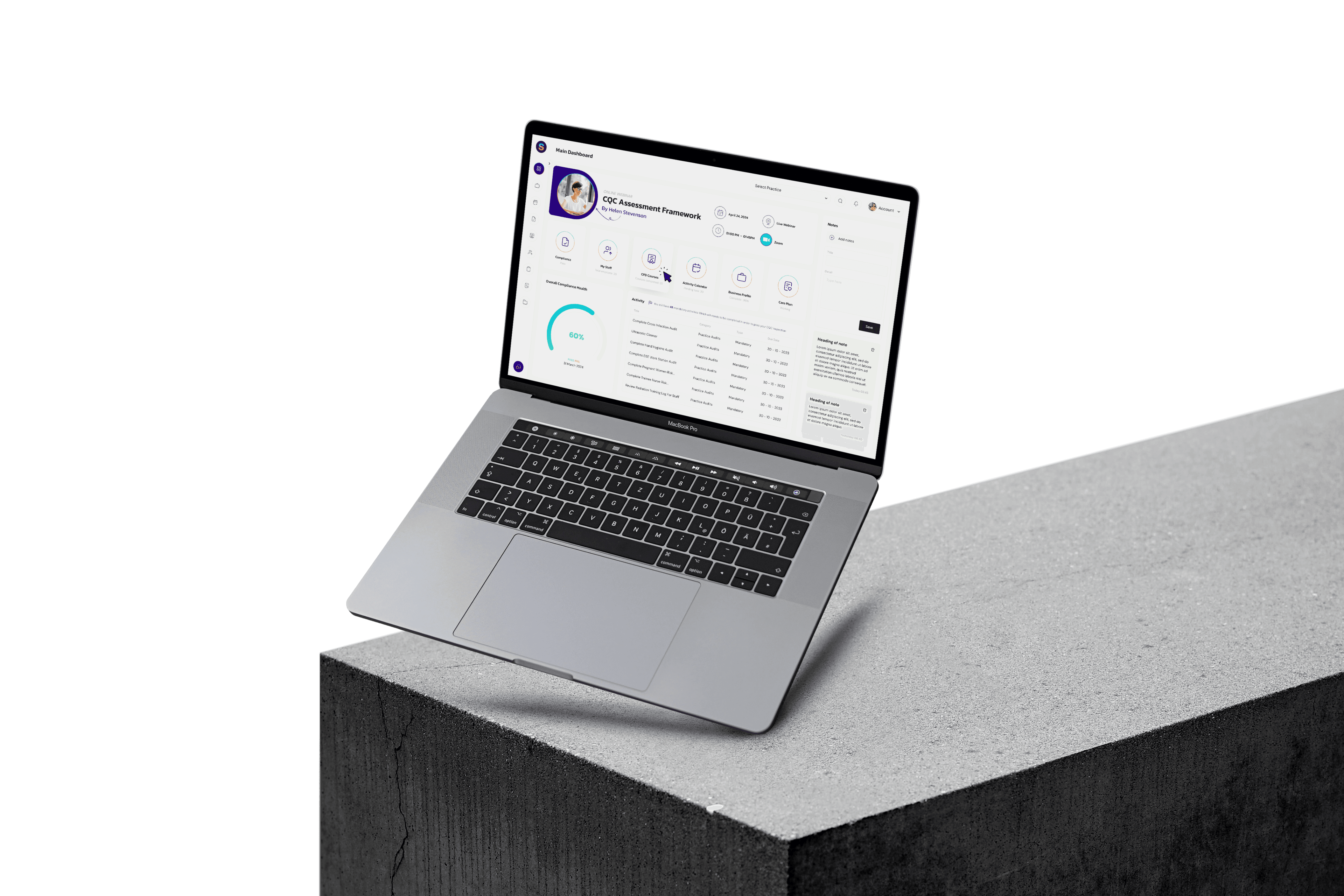MediComply dashboard on a laptop